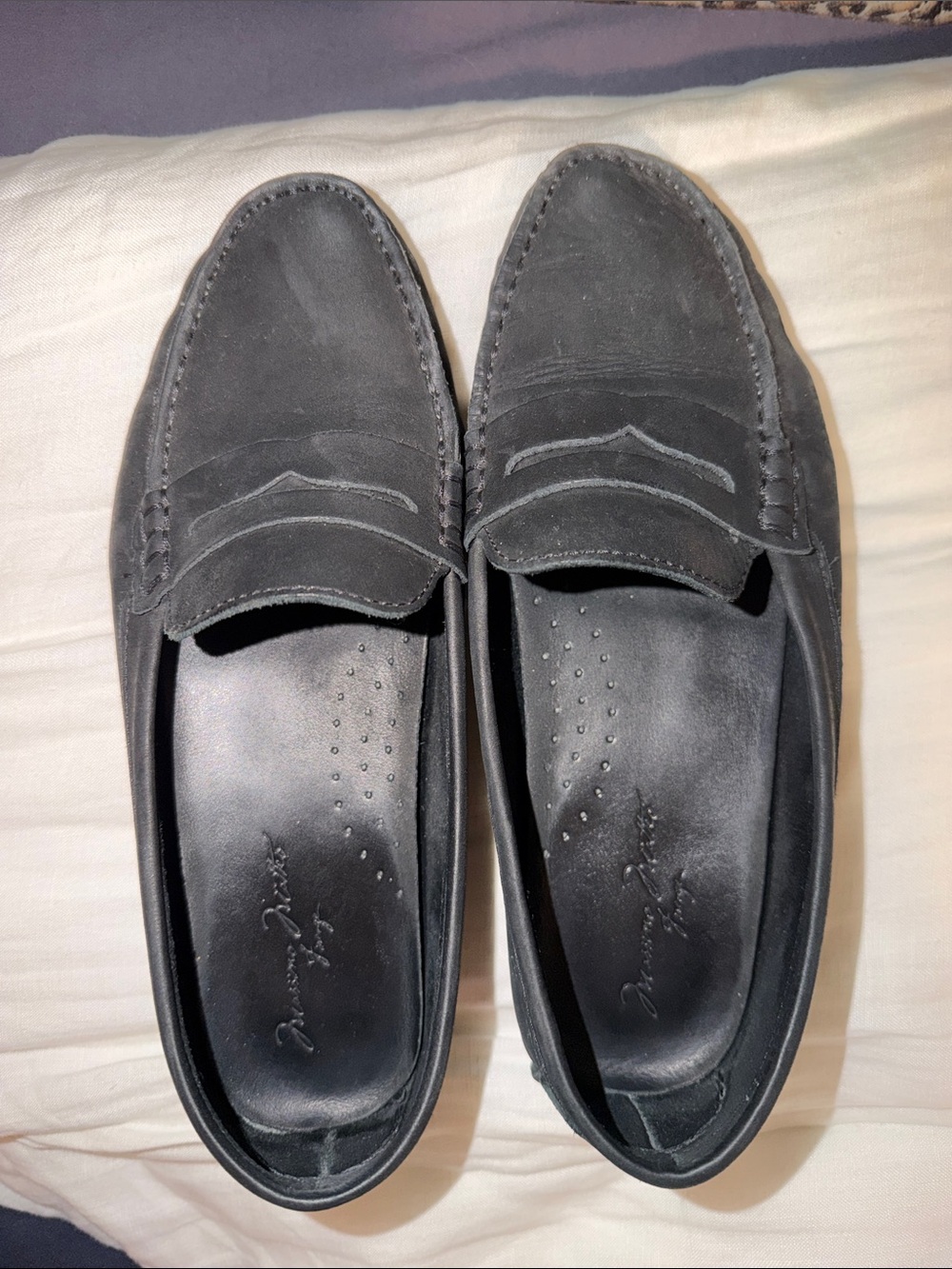 Massimo Matteo Black Suede Penny Loafers
